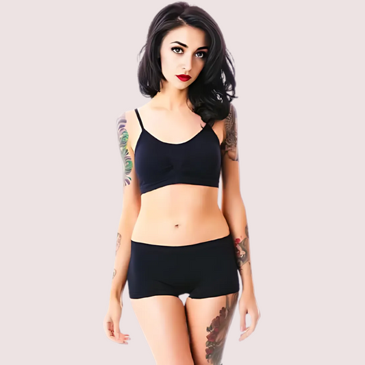 Sporty Spaghetti Strap Sports Bra Matching Boyshort