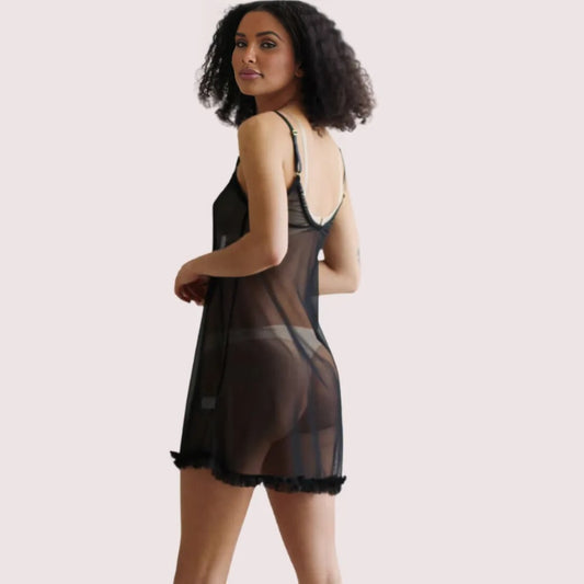Black Enchanté Transparent Chemise – Plus Size
